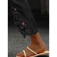 thumbnail image 3 of Pantalones Acelit de lino para mujer, cintura elástica, con cordón, color negro, 3 of 7