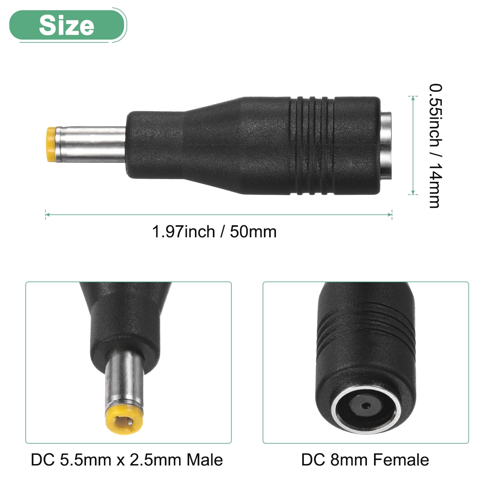 Adaptateur DC Femelle 8mm Vers Mâle 5,5x2,5mm - Connecteur En Cuivre Pour Panneaux Solaires, Stations D'alimentation - 12