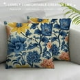 thumbnail image 3 of Shiartex Navy Blue Yellow Floral Pillow Covers Spring Summer Flower Leaves Print Decorative Throw Pillow Cases Outdoor Farmhouse Decoration for Sofa Couch Bed 18x18in, 3 of 5
