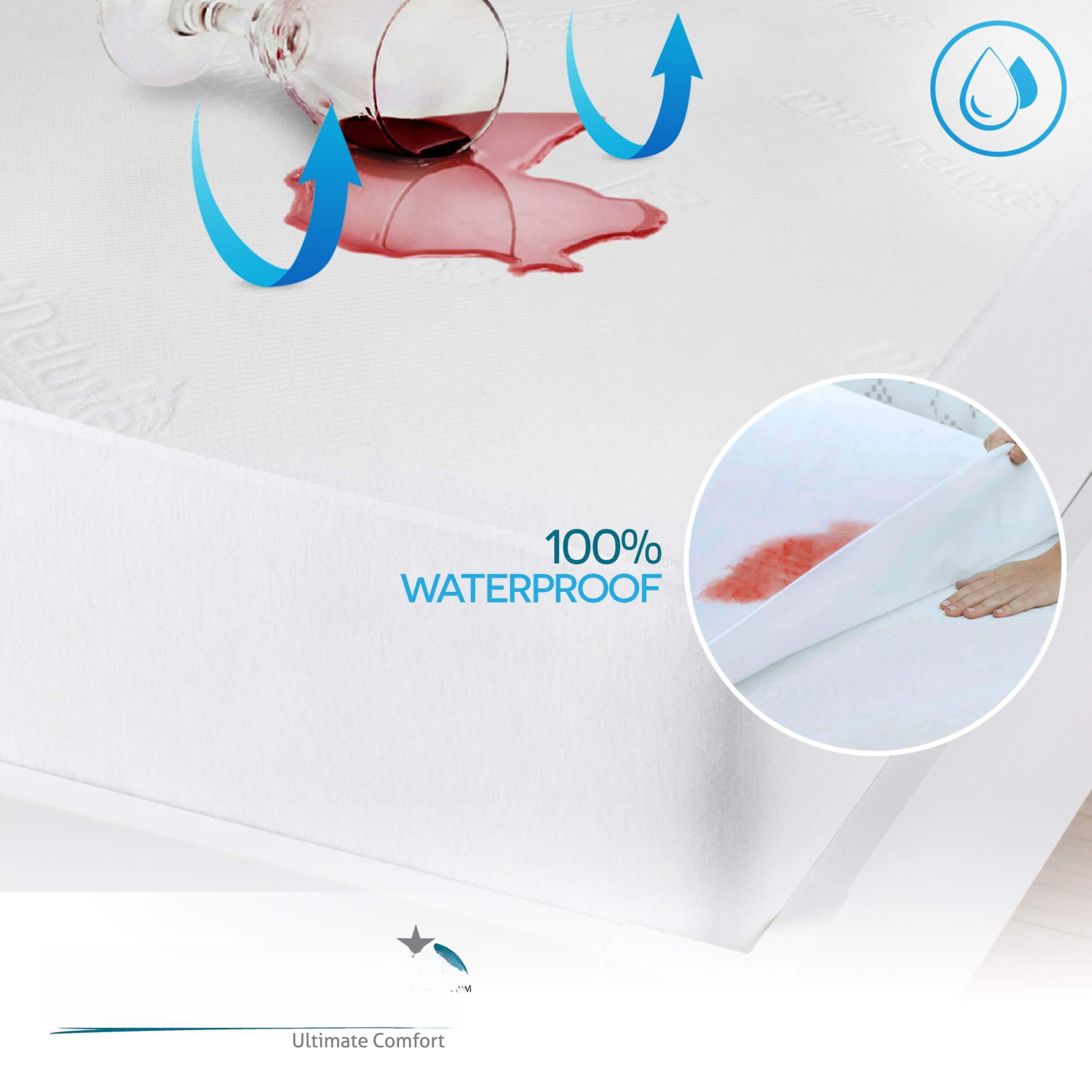 Mattress Protector - Full Size  Waterproof & Ultra Soft Breathable Noiseless Washable Bed Cover For Comfort Protection White