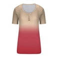 thumbnail image 3 of Womens Round Neck Button Up T-shirt Loose Short Sleeved Top, 3 of 3