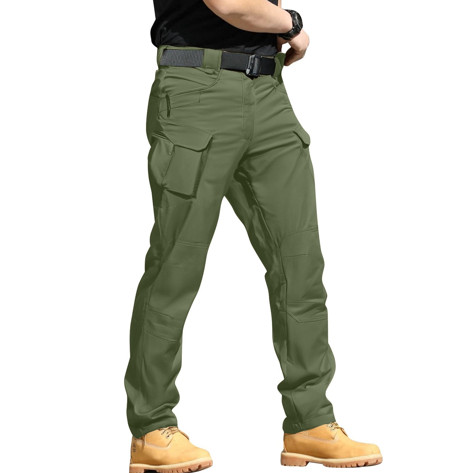 Mens Outdoor Pants Rip Stop Lightweight Waterproof Military Combat Cargo Work Hiking Pants Christmas Gift for Dad Green M