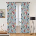 thumbnail image 2 of Kitchen Curtains 84 Inch Length 2 Panels, Spring Red Floral Grommets Window Treatment Curtain, Daiy Birds Farmhouse Blue Botanical Thermal Curtains Drapes for Living Room/Bathroom, 2 of 9