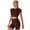 Brown, variant on Women Workout Sets Yoga Outfits, Short Sleeve Crop Top + High Waisted Running Short Pants Gym Clothes Tracksuit, 2-Piece S Hot Pink