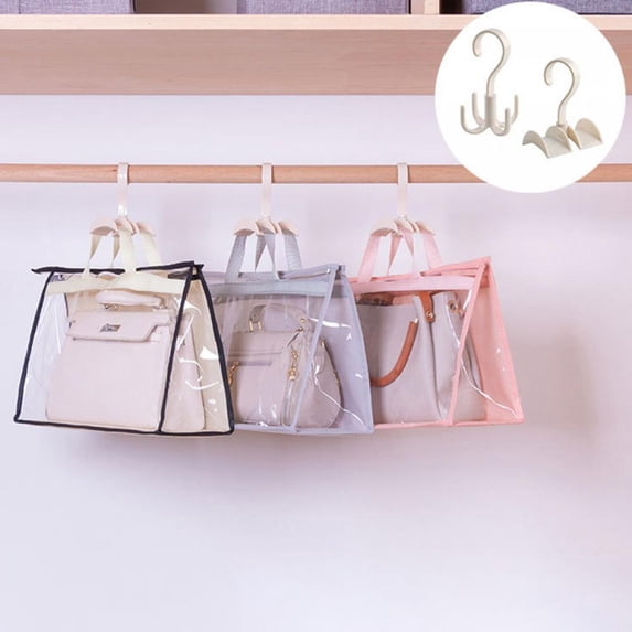 Jlong Handbag Storage Handbag Organizer Dust Cover Bag Transparent Anti-dust Purse Storage Bag for Hanging Closet with Zipper and Handle