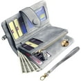 thumbnail image 2 of GHSDFBB Womens Small Bifold Leather Wallets RFID Ladies Wristlet with Card Slots id Window Zipper Coin Purse (Gray), 2 of 7