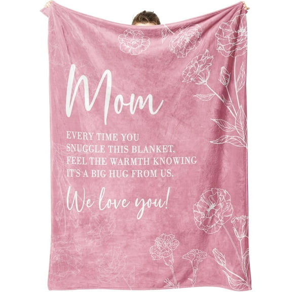 Gifts for Mom Christmas, Mom Birthday Gifts Blanket, Moms Gift for Women from Daughter Son, We Love You Present for Mother Mommy Mothers Day 60 x 50, Pink