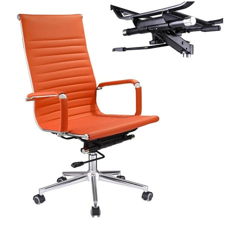Yescom Executive High Back Ribbed PU Leather Swivel Office Computer Chair Orange XL