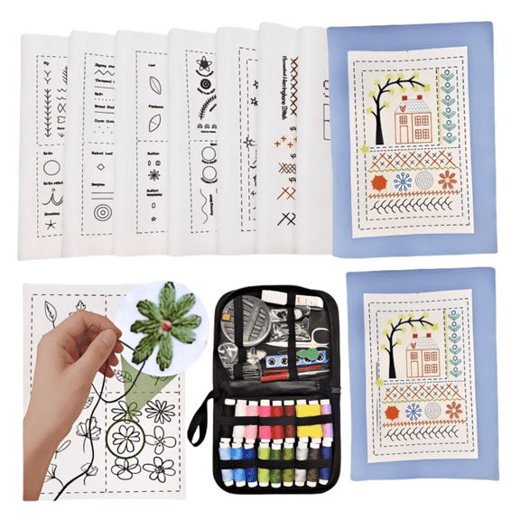 Kcomotee Embroidery Stitch Book Kit ,Embroidery Kit 86 Piece, Perfect for Beginners and Craft Lovers