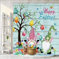 thumbnail image 2 of Easter Shower Curtain, Cute Gnomes Funny Cartoon Rabbit Bunny Easter Eggs Tree on Wooden Bath Curtain, Colorful Floral Flowers Butterflies Spring Waterproof Fabric Bathroom Accessories, 72X72in, 2 of 5