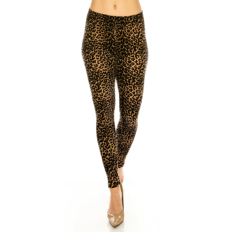 ALWAYS Women's Animal Velvet Leggings - Premium Soft Stretch Warm Winter Leopard  Print Pattern Pants 377 One Size 