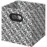 Bankers Box Single Handle Brocade Bin, Black and White, Corrugated Cardboard, 8-Pack