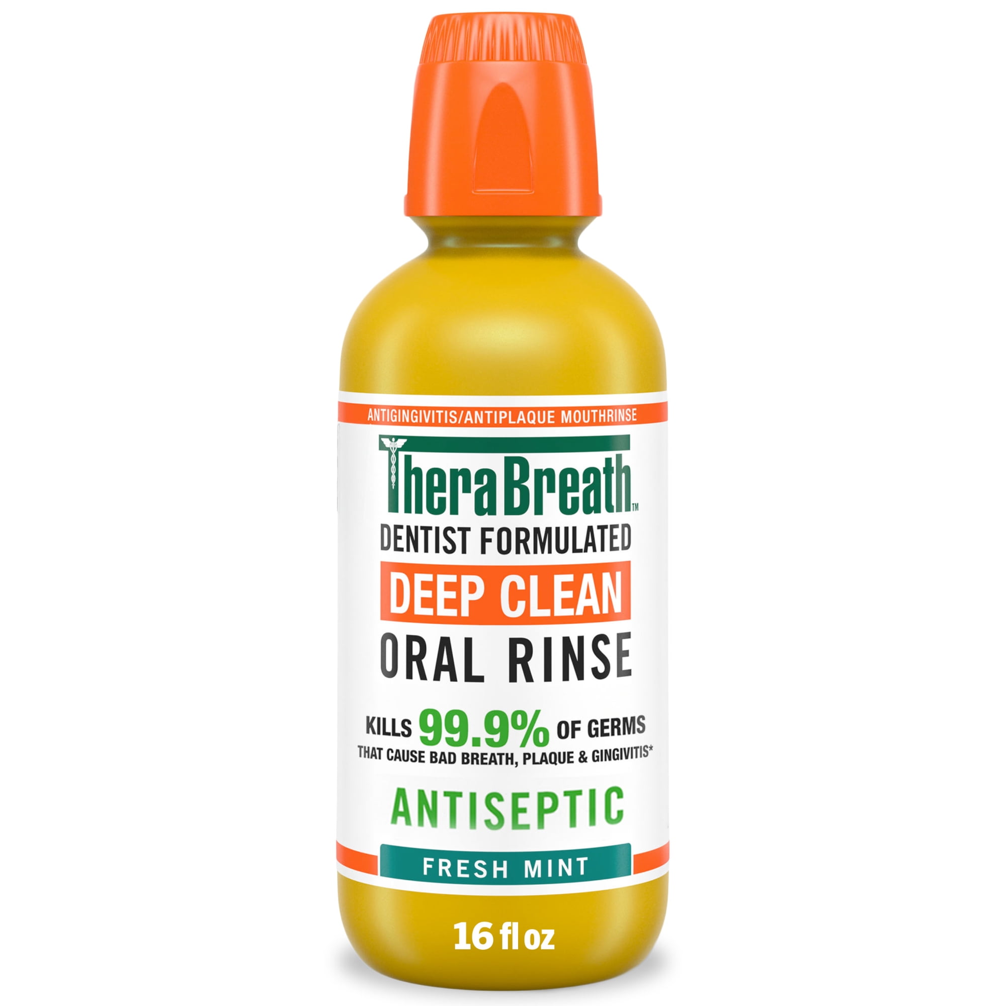 TheraBreath Deep Clean Mouthwash, Alcohol Free, Antiseptic Benefits, Fresh Mint, 16 fl oz