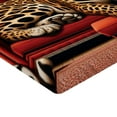 thumbnail image 2 of Ambesonne Leopard Fitted Sheet, Big Cat on Sectional Sofa, California King, Red Apricot Dark Salmon, 2 of 3