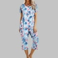thumbnail image 2 of Moxiu Capri Pajama Sets for Women 2 Piece Two Piece Pajama Sets Short Sleeve Round Neck Top with Capri Pants with Pockets Loungewear 2025 Multicolor,XXXL, 2 of 7