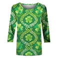 thumbnail image 4 of Xuyuer St Patricks Day Shirt Women Irish Shamrock 3/4 Sleeve Tshirts St Paddys Day Tee Tops St. Patrick's Day T-Shirts Crew Neck Spring Graphic Tee Tops Fashion Casual Pullover T-Shirt Top, 4 of 5