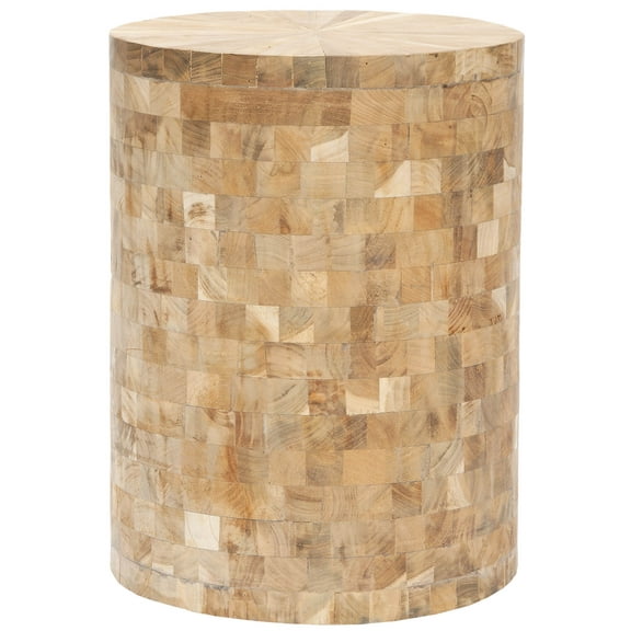 SAFAVIEH Tioga Nautical Bohemian Teak Oak Round Stool /Table, Light Maple