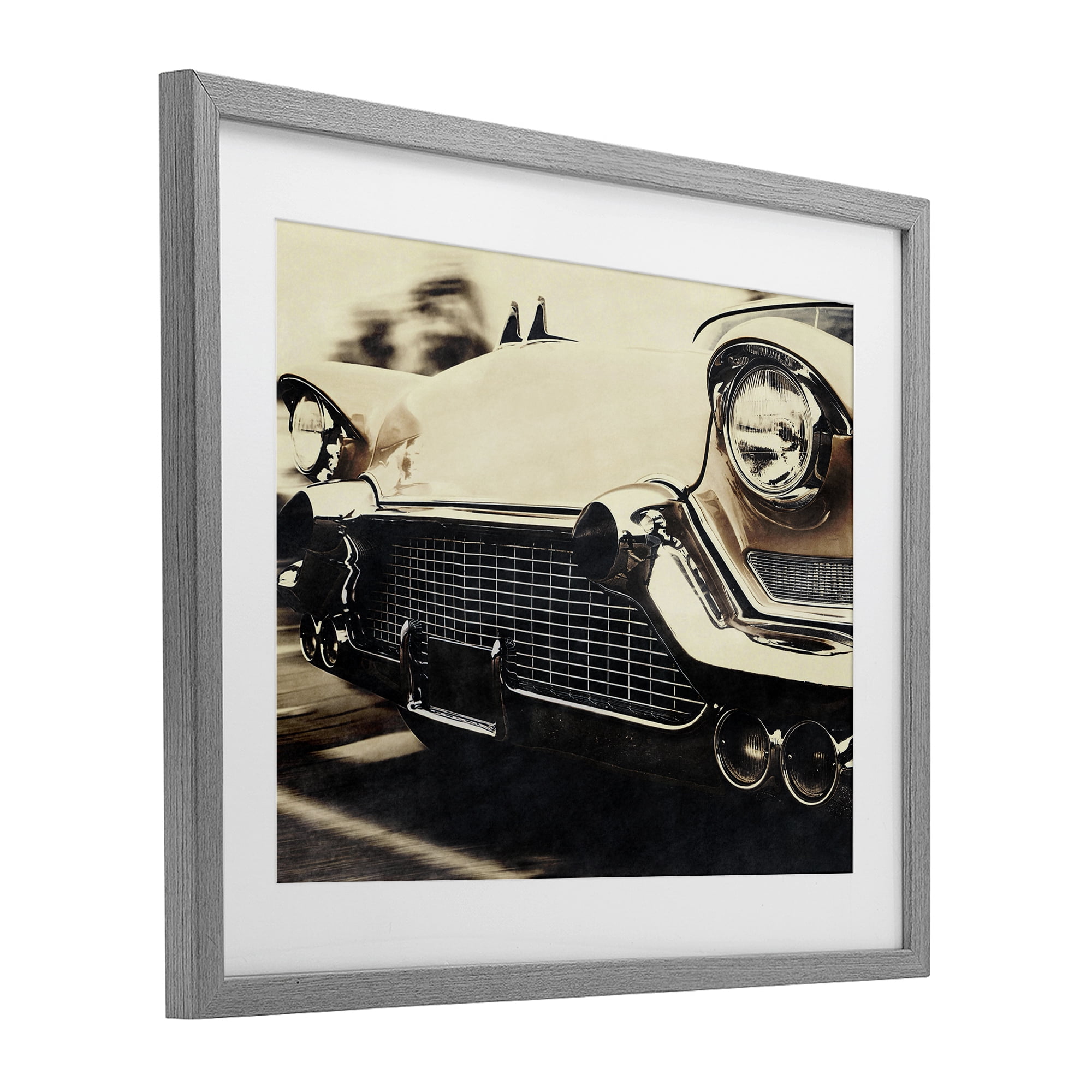 Stupell Industries Vintage Ride Headlights Gray Framed Print Under Glass, design by Marcus Prime