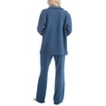 thumbnail image 6 of Muk Luks Quilted Shacket 3 Piece Lounge Set, Long Sleeve T-Shirt and Pants with Jacket, Denim Blue, T/1X, 6 of 8