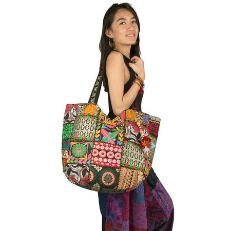 - TribeAzure Large Shoulder Bag Tassel Beach Market School Boho Summer Hippie Tote Handbag Gold Sequins