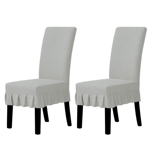 Fundas elásticas fáciles de llevar para sillas de comedor, 2 unidades, color gris plateado