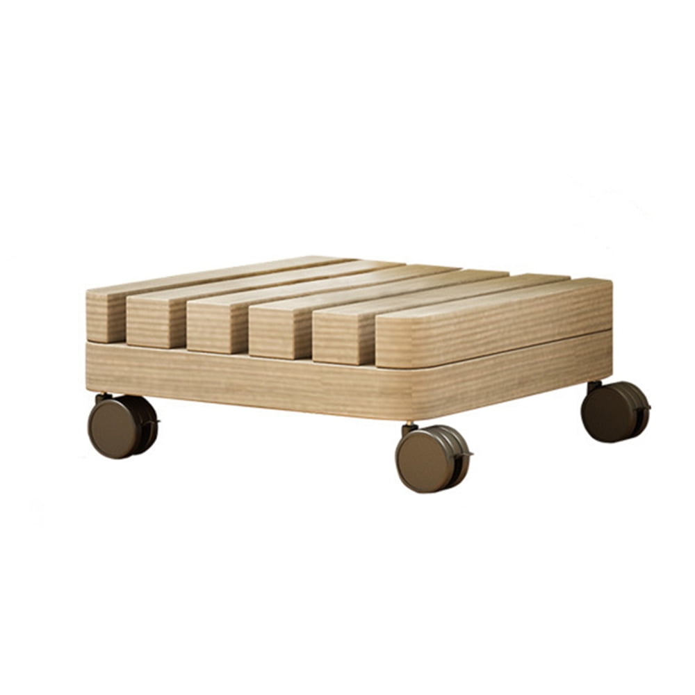 Wooden Flower Pot Rack with 360° Rotating Rolling Wheel Creative