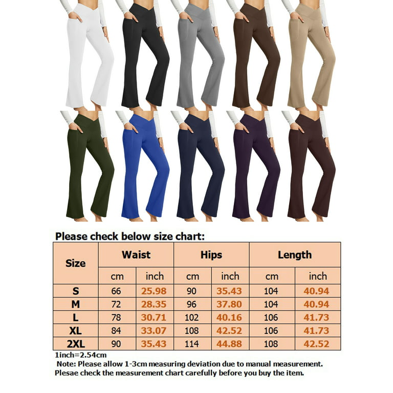 Frontwalk Women's Flare Yoga Pants Crossover High Waisted Casual Bootcut  Leggings Coffee XL 