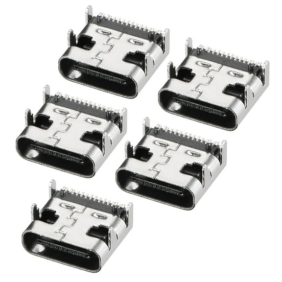 Uxcell PCB USB Connector Type-C 3.1 16Pin Female Jack Fast Charging Socket 5 Pcs