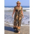 thumbnail image 6 of Women's Plus Size Printed V Neck Ruffle Cap Sleeve Maxi Dress Hundred Percent Viscose soft drape breathable everyday, 6 of 9