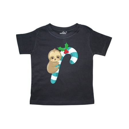 

Inktastic Christmas Sloth Sloth With Candy Cane Mistletoe Gift Toddler Boy or Toddler Girl T-Shirt