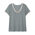 thumbnail image 4 of cocolona Summer Tops for Women Crew Neck Short Sleeve Patchwork T-Shirts Base Tees Casual Trendy Blouses, 4 of 4