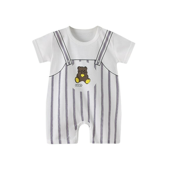 qkdmdw Toddler Baby Girls Boys Short Sleeve Printed Color T-Shirt Round Neck Jumpsuit Romper