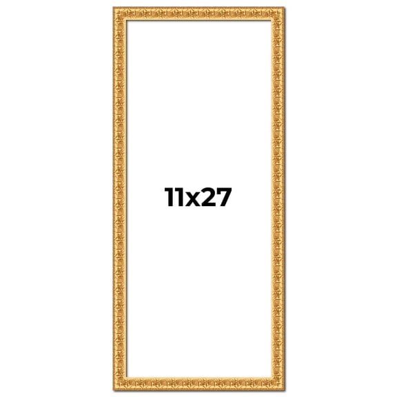 11x27 Frame Gold Real Wood Picture Frame Width 1 inches | Interior Frame Depth 0.5 inches | Edwina