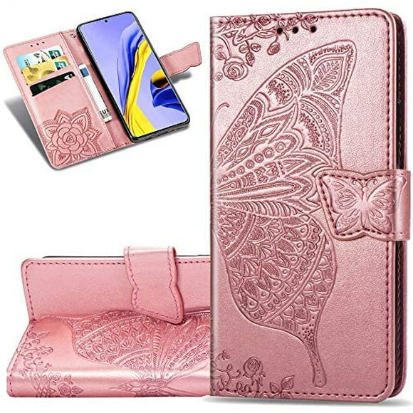 COTDINFORCA Étui pour Samsung Galaxy A51, Galaxy M40S Étui Embossé Papillon Flip Ensemble Carte Portefeuille en Cuir PU