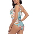 thumbnail image 5 of Yiaed Colorful Donut Print Women One Piece Swimsuits Tummy Control One Shoulder Bathing Suits Pattern Ruffle Swimwear-Large, 5 of 8