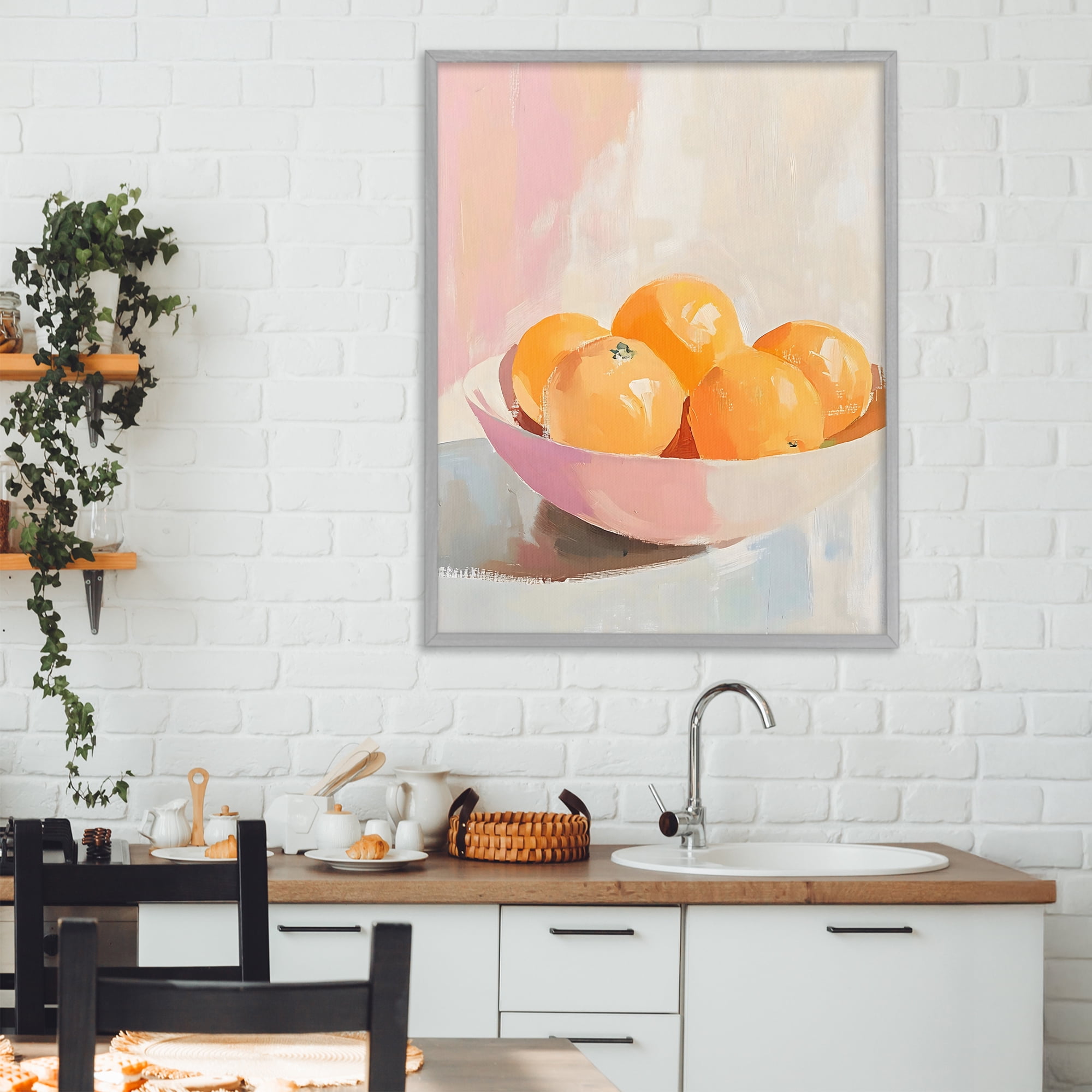 Stupell Industries Pastel Bowl of Oranges Gray Framed Giclee Art, design by The Prints Vibe