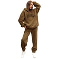 thumbnail image 1 of Gibobby Conjunto de sudadera informal para mujer Conjunto de sudadera con capucha y pantalones largos informales a la moda para mujer(Café,CH), 1 of 4