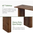 thumbnail image 7 of Finmind 63" Solid Wood Dining Table for 4-6, Farmhouse Rectangular Kitchen Table with Fluted Pedestal Base, Dark Brown, 7 of 7