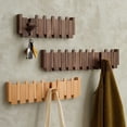 thumbnail image 4 of EverydayNest Wooden Wall Mounted Coat Rack,28cm/11.02in Walnut Piano Key Design with Flip Down Hooks for Hanging Coats Keys and Hats,Heavy Duty Entryway Wall Hanger, 4 of 7