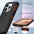 thumbnail image 5 of I-HONVA Compatible with iPhone 14 Pro Case,3-Layer Military Grade Drop Protection Anti-Slip Bumper Rugged Shockproof Dustproof Protection 6.1 inch Phone Case,Black Orange, 5 of 7