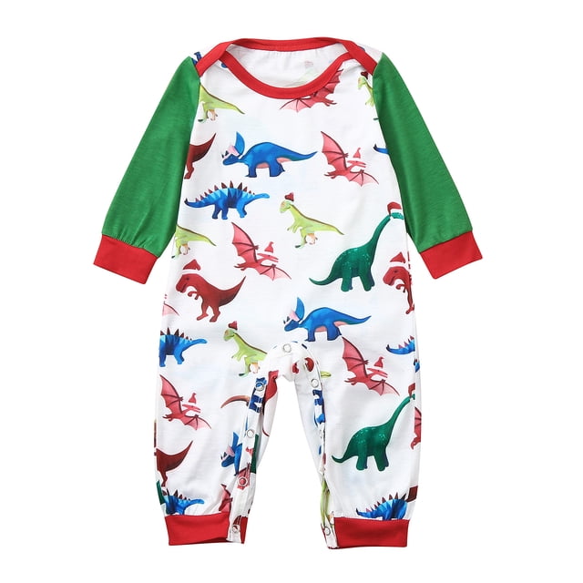 Pyjama Imprimé Dinosaure pour la Maison, Col Rond, Manches Longues, Ensemble de Pyjama Familial à Carreaux Rouges et Noirs