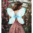 thumbnail image 6 of Mozzly Blue Fairy Costume Wings - Cute Glitter Fairy Wings For Kids, Butterfly Costume Accessories for Dress Up, Cosplay, or as Halloween Butterfly Wings for Girls - 21 Inches, 6 of 7