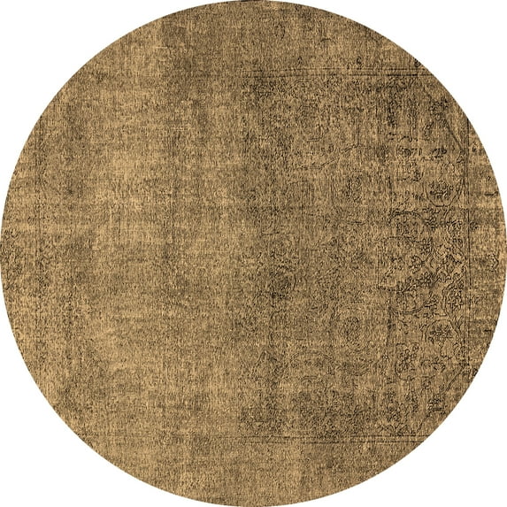 Ahgly Company Indoor Round Oriental Brown Industrial Area Rugs, 5' Round