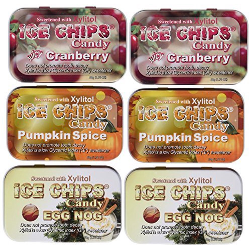Ice Chips Holiday Pack Includes Pumpkin Spice, Egg Nog, Cranberry