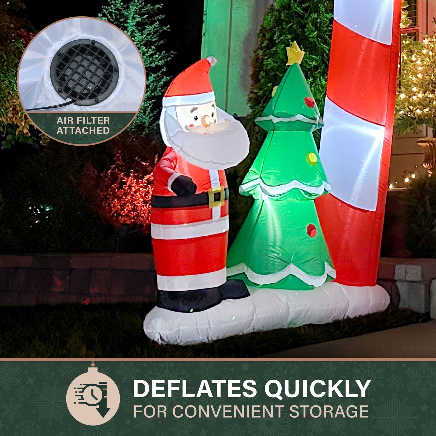 8ft Inflatable Candy Cane Arch w/ Lights