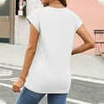 thumbnail image 6 of MIXUE Boho Tops For Women Summer Solid Color Crew Neck Short Sleeve Fashion Casual Shirts For Women Tshirts Outwear,White,L, 6 of 6
