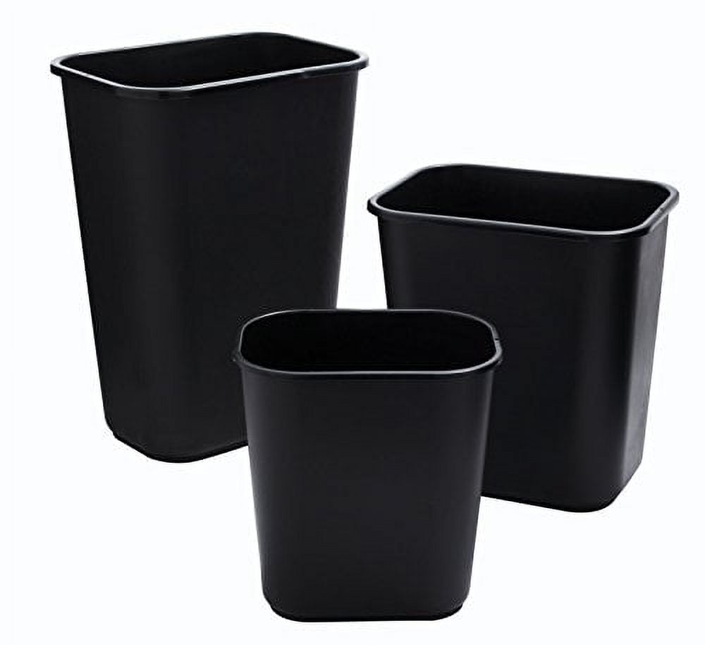 Rubbermaid Commercial Products Fg295600Bla Plastic Resin Wastebasket Trash Can for Bedroom Bathroom, Office, 7 Gallon/28 Quart, Black (Pack of 12)