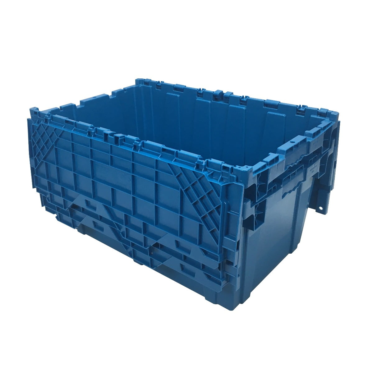 uBoxes Storage and Packing Plastic Tote Crate Attached Lid Flip Top, 27"x17"x12"