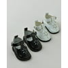 "2 Pack of Mary Janes with Buckles: White and Black| Fits 14"" Wellie Wisher Dolls | 14 Inch Doll Accessories"