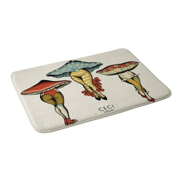 Society6 Cecitattoos Dressed Up Mushroom Babes Bath Mat 34" x 21"